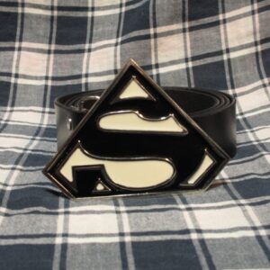 Мъжки колан от естествена кожа с катарама Superman метално лого