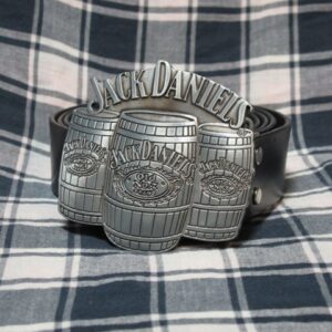 Мъжки колан от естествена кожа с метална катарама Jack Daniel's бъчви