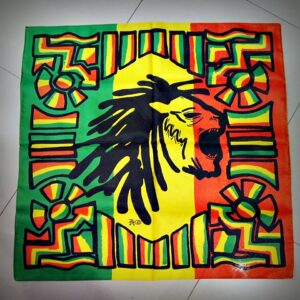 Цветна бандана за глава Lion of Judah с принт на лъв и етно мотиви в зелено жълто и червено