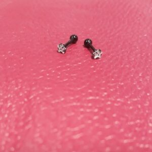 Миниатюрна Черна Обеца Звезда 1.2мм - Hover Image