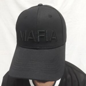 Черна бейзболна мафиотска шапка с 3D бродерия надпис Mafia