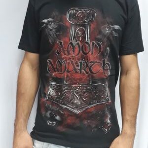 Метъл тениска Amon Amarth - Mjölnir черна с чука на Тор и гарвани