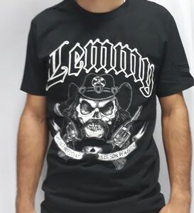 Черна метъл тениска Lemmy Motorhead Born to Lose със скелет и револвери