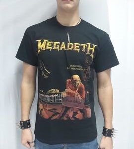 Метъл тениска Megadeth черна с оранжева щампа Peace Sells