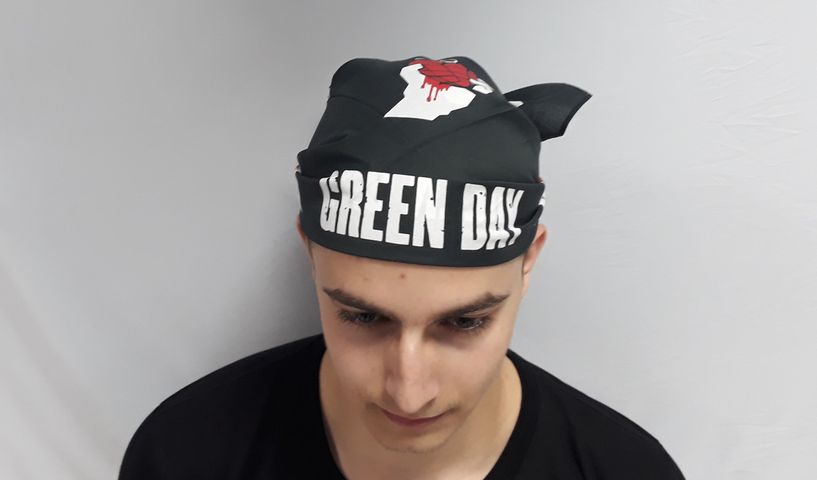 Черна кърпа за глава на Green Day 62x62сm - Image 3