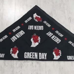 Черна памучна кърпа за глава на Green Day с червени гранати и бели надписи