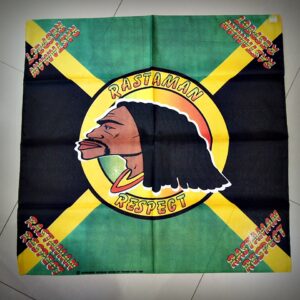 Памучна бандана за глава Rastaman Respect с графика на растаман и цветовете на Ямайка