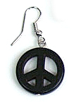 Малка дамска висяща обеца за ухо с черна висулка хипи знак Peace