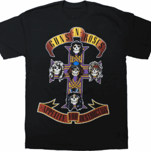 Черна рок тениска Guns N' Roses с обложката на албума Appetite for Destruction