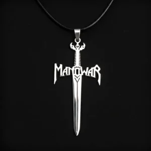 Медальон Manowar меч от медицинска стомана 316L на кожена връзка