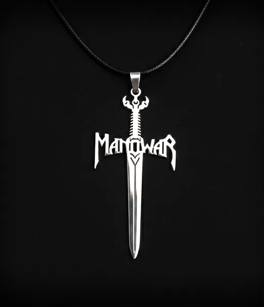 Медальон Manowar меч от медицинска стомана 316L на кожена връзка