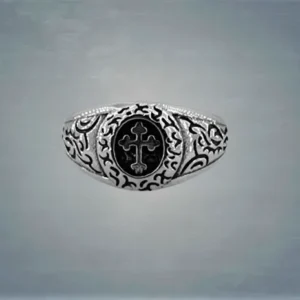 Дамски малък пръстен с кръст от стомана - Hover Image
