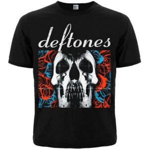 Метъл тениска Deftones черна с череп и рози