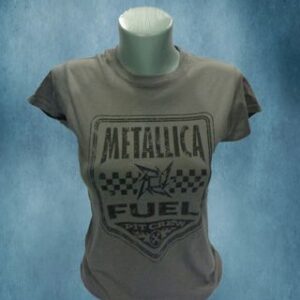 Сива дамска метъл тениска Metallica с черна щампа Fuel Pit Crew