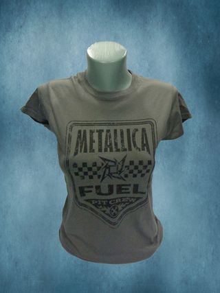 Сива дамска метъл тениска Metallica с черна щампа Fuel Pit Crew
