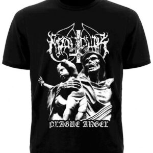 Метъл тениска Marduk Plague Angel с графична черно-бяла щампа