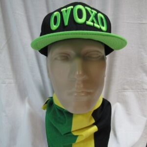 Права шапка с козирка OVOXO с неоново зелена 3D бродерия и козирка