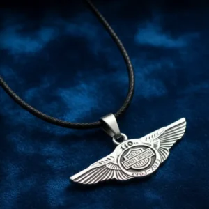 Стоманен рокерски медальон с разперени крила и юбилейно лого на Harley-Davidson 316L