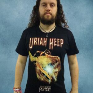 Черна рок тениска Uriah Heep с цветна щампа от албума Return to Fantasy