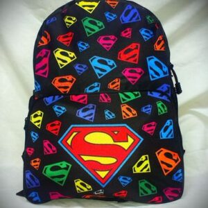 Черна ученическа раница Superman с многоцветен принт на лога
