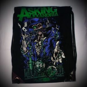 Черна спортна мешка с цветна графика на Asking Alexandria