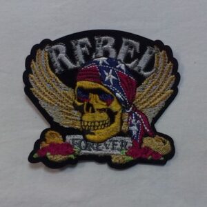 Везана рокерска нашивка за яке с череп Rebel и крила
