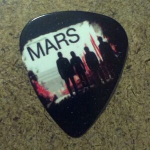 Черно алтернативно перце за китара 30 Seconds to Mars със силуети на бандата и надпис MARS