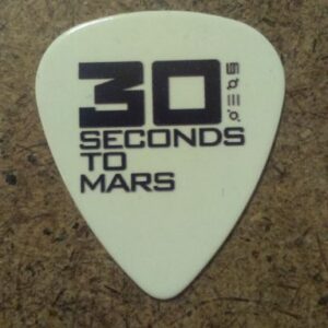 Бяло перце за китара 30 Seconds to Mars с черно лого и символи