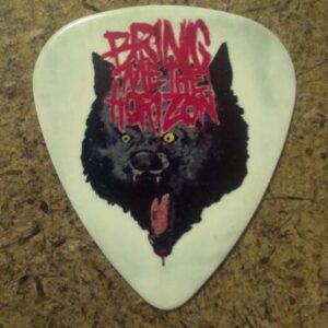 Бяло перце за китара Bring Me The Horizon с принт на вълк и червено лого