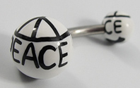 Обеца за пъп с бели топчета Peace - Image 3