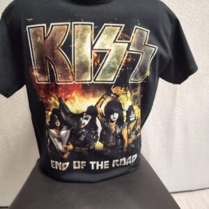 Метъл тениска Kiss с дизайн от турнето End of the Road и огнена щампа