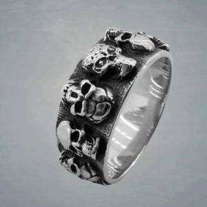 Мъжки пръстен с черепи – Rock Style - Hover Image
