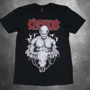 Тениска Kreator Demon and Skulls с червено лого и демонична щампа
