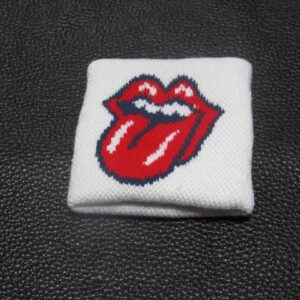 Бял еластичен накитник за китка с изплезен език Rolling Stones