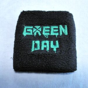 Черен памучен накитник за фитнес с неоново зелен надпис Green Day