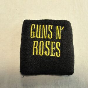 Черен памучен накитник за фитнес с жълто бродирано лого на Guns N' Roses