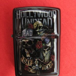 черна метална бензинова запалка Hollywood Undead Day of the Dead с черепи