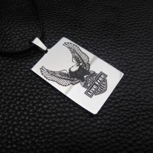 Стоманен медальон Harley-Davidson с орел на черен фон