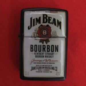 Черна метална zippo запалка Jim Beam с принт на етикет бърбън