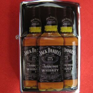 Хромирана zippo запалка на Jack Daniels с три бутилки уиски