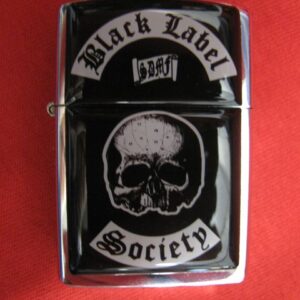 Хромирана бензинова запалка Black Label Society с череп и логото на бандата