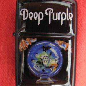 Черна бензинова запалка Deep Purple с кристално кълбо и лого