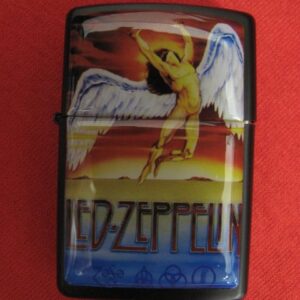 Черна бензинова запалка Led Zeppelin с ангела Икар и логото на бандата