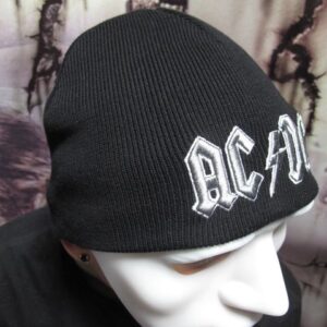 Зимна плетена рок шапка AC/DC с голямо бродирано лого - Hover Image