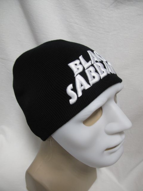 Зимна черна шапка Black Sabbath с бяло бродирано лого - Image 2