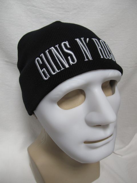 Черна зимна шапка Guns N' Roses с бяло бродирано лого - Image 2
