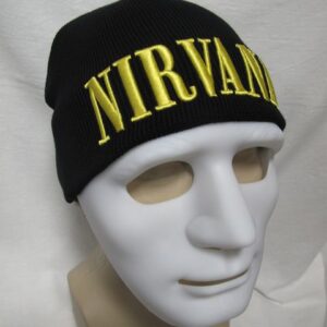 Зимна черна шапка Nirvana с жълто бродирано лого - Hover Image