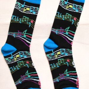 Черни цветни чорапи с нотно поле и ярки неонови ноти Heaven Socks размер 35-40