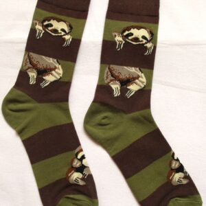 Раирани в кафяво и зелено дълги цветни чорапи с изобразен ленивец Heaven Socks размер 41-46
