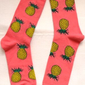Цветни дълги тинейджърски чорапи с ананаси (размер 35-40) - Hover Image